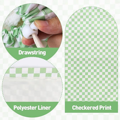 Laundry Bag, Dirty Backpack Laundry Bag For College Travel Laundromat Apartment, With Handles 29" X 18" (Green White Checkered)