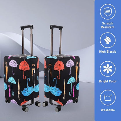 Travel Luggage Cover Protector Anti Scratch Dust Proof Suitcase Cover Fits 27-30 Inch Luggage (L, Black,Umbrella)