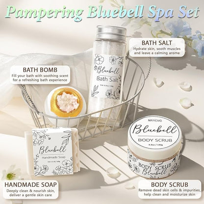 Spa Gifts for Women Bath Gift Set, BlueBell Relaxing Spa Gift Baskets Home Bath Set Self Care Kit Care Package Thank You Christmas Birthday Gifts for Women Mom Her Friend Sister Teen Girl Wife Grandma