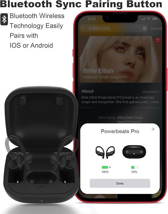 Charging Case Replacement for Powerbeats Pro: Beats Earbuds Charger Case with Bluetooth Pairing Sync Button, 700mAh Battery, Earbuds Not Included