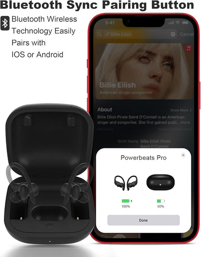 Charging Case Replacement for Powerbeats Pro: Beats Earbuds Charger Case with Bluetooth Pairing Sync Button, 700mAh Battery, Earbuds Not Included