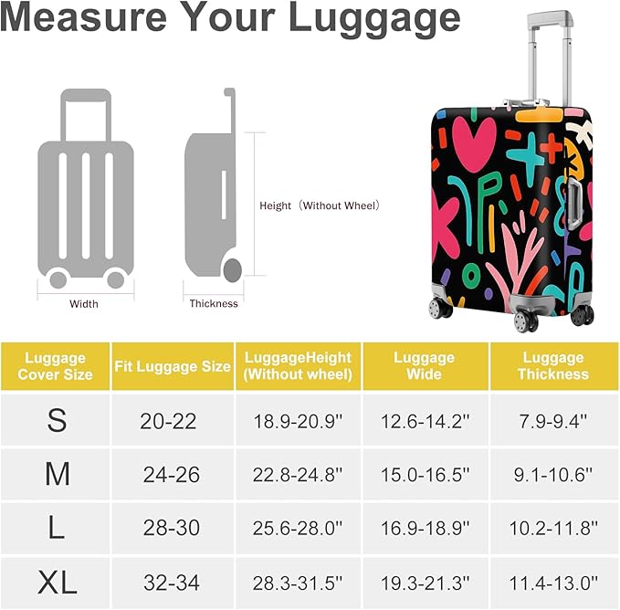 ANNA QUEEN Color Pop Abstract Luggage Cover, Modern Geometric Art Suitcase Protector, Stretchable Washable Travel Sleeve for 24-26 Inch Luggage