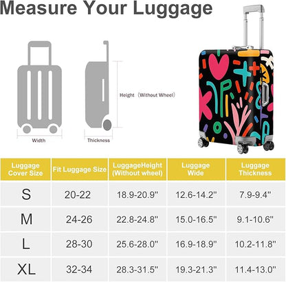 ANNA QUEEN Color Pop Abstract Luggage Cover, Modern Geometric Art Suitcase Protector, Stretchable Washable Travel Sleeve for 24-26 Inch Luggage