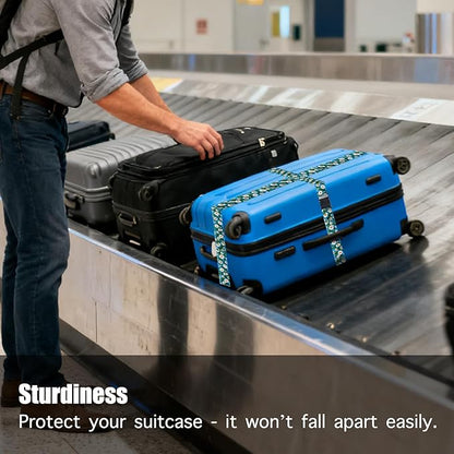 Nuxovilar Luggage Straps of 2 Set White Daisies on Blue Background Pattern, Durable Material 1.96 * 70.86 Inches for Suitcases, Travel Gear for 22-28 Inch Luggage, Perfect for Spring Trips