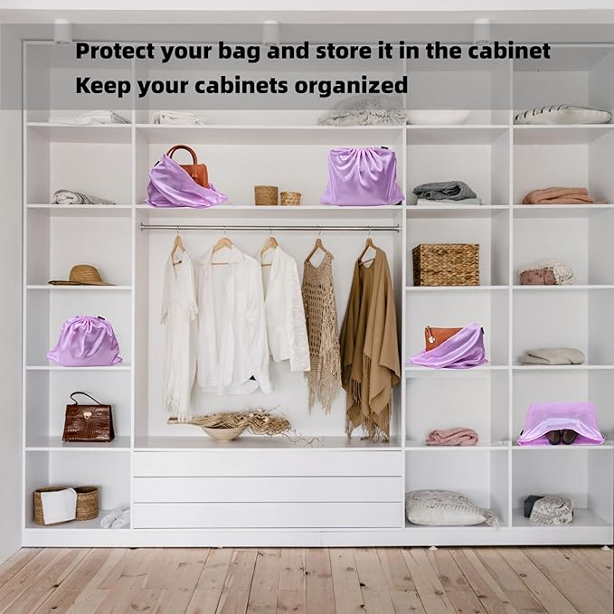 12 Pack Dust Bags for Handbags, Silk Cloth Bag With Drawstring Large Travel Storage Pouch for Handbag Purse Shoes Boots