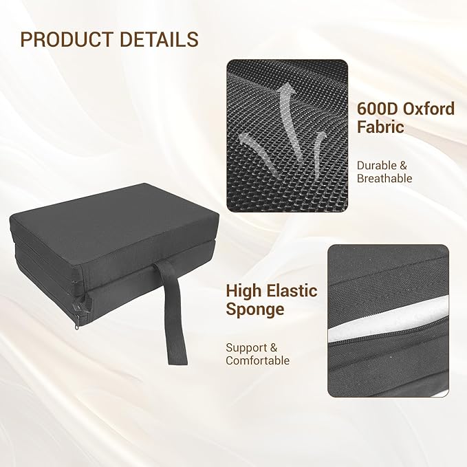 Airplane Seat Cushions 2 Pack, Stadium Seat Cushion, Travel Seat Cushion 16.8 * 13 * 2 inches with Handle, Foldable & Portable for Travel and Outdoor Use (Black)