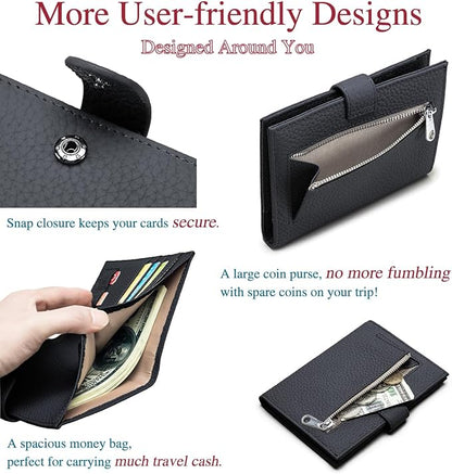 RFID Slim Passport Holder for Travel – Leather Passport Wallet for Women & Men with Card Slots, Zippered Coin Pocket, SIM Card Slot – Travel Passport Cover Case (Black)