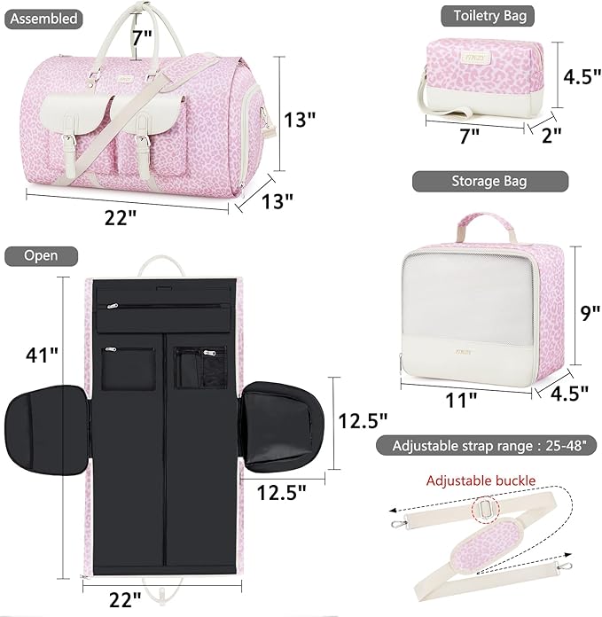 Garment Duffel Bag for Travel - ITIEZY Convertible Carry on Garment Duffel Travel Bag for Women Men Large Weekender Bag with Shoes Pouch 2 in 1 Hanging Suit Travel Duffel Bag 3pcs Set