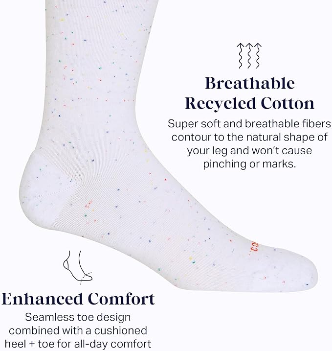 Comrad Recycled Cotton Knee High Socks - 15-20mmHg Graduated Compression Socks - Soft & Breathable Support Socks, Unisex