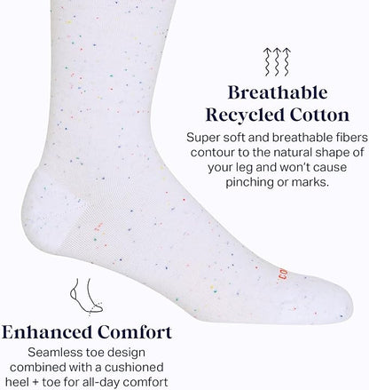 Comrad Recycled Cotton Knee High Socks - 15-20mmHg Graduated Compression Socks - Soft & Breathable Support Socks, Unisex