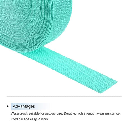 MECCANIXITY Lightweight Polypropylene Webbing Strap 1 1/2" 25 Yard Backpack Strapping Band Turquoise Green for Outdoor Luggage Cargo Straps