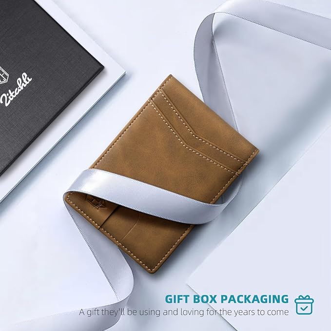 Zitahli Money Clip Wallets for Men,Slim Bifold Wallet 10-12 Cards, Mens Leather Wallet with ID Window,RFID Blocking Thin Minimalist Credit Card Holder,Gifts for Him