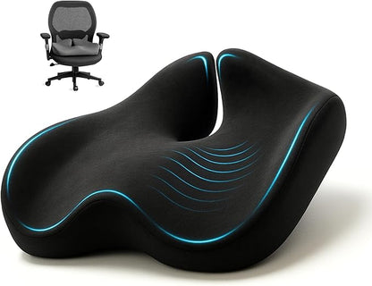 Ergonomic Office Chair Cushion for Sciatica Pain Relief, Computer Chair Cushion for All Day Comfort, Extra Large Seat Cushions for Office Chairs, Orthopedic Coccyx Cushion for Car & Wheelchair(Black)
