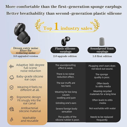 Ear Plugs for Sleeping 50dB Noise Cancelling Earbuds with 6 Eartips Ear Plugs for Concerts/Shooting/Travel/Snoring Silicone Hearing Protection Sleep EarPlugs Reusable,Black
