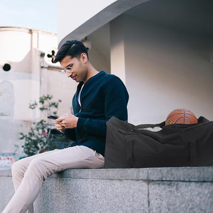 COOLBEBE 32" Sports Duffle Bag - 73L Large Travel Duffel Luggage Bag with Upgrade 2-way Lockable Zippers, Sturdy & Water Resistant, Black