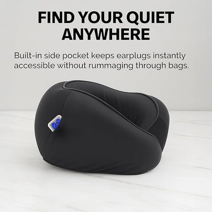 Memory Foam Travel Neck Pillow – Ergonomic 360° Head & Neck Support for Airplanes, Car & Home – Compact Washable Cover, Carry Bag & Earplugs – Best Neck Pillow Airplane, Travel Pillow for Long Flights