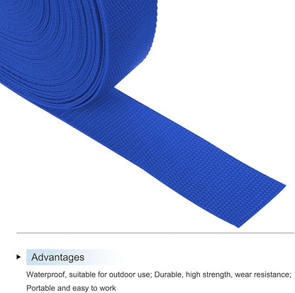 MECCANIXITY Lightweight Polypropylene Webbing Strap 1 1/2" 25 Yard Backpack Strapping Band Blue for Outdoor Luggage Cargo Straps