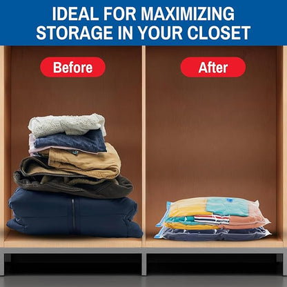 10 Pack Large Vacuum Storage Bags for Comforters, Blankets & Clothes – Vacuum Sealed Compression Bags with Hand Pump – Space Saver Storage Bags for Bedding, Moving, Travel & Organization