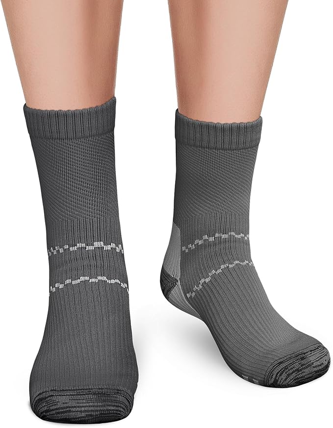 CHARMKING 6 Pairs Crew Compression Socks for Women & Men Circulation 15-20 mmHg is Best for All Day Wear Running Nurse