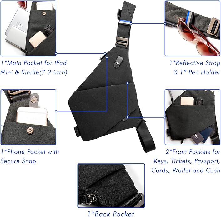 NIID Sling Bags Mens Lightweight Crossbody Chest Casual Daypack Anti-theft Water Resistant Shoulder Backpack