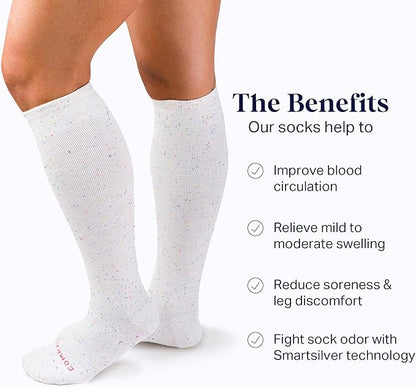 Comrad Recycled Cotton Knee High Socks - 15-20mmHg Graduated Compression Socks - Soft & Breathable Support Socks, Unisex