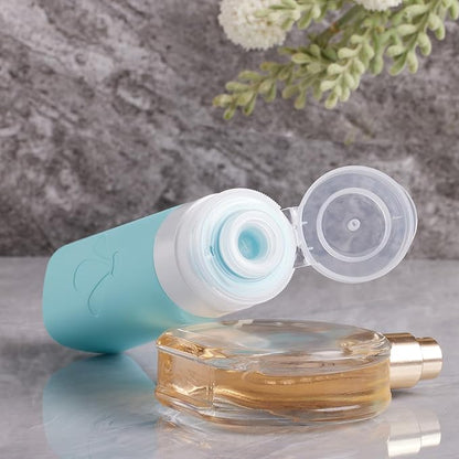 INSFIT 8 Pack Silicone Travel Bottles & Cream Jars with Toiletry Bag, 3oz Leakproof Containers & 2oz Jars with Waterproof Labels, BPA-Free Squeezable Toiletries Set for Shampoo, Lotion, Cosmetics