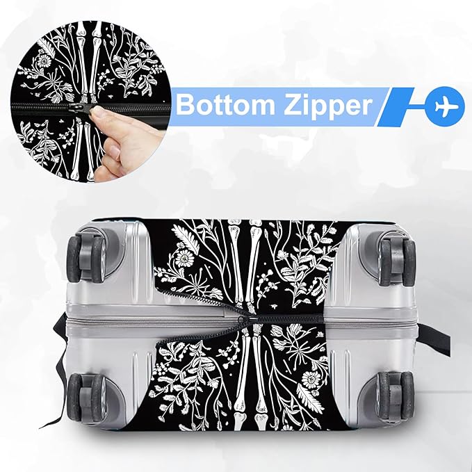 ANNA QUEEN Halloween Skulls Travel Luggage Cover Suitcase Protector Suitcase Cover Halloween Decorations Anti-Scratch,Stretchable Bag Cover Washable Durable Polyester