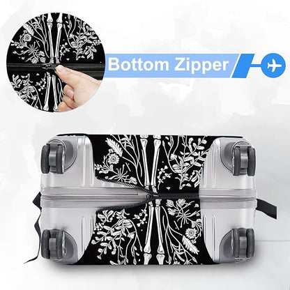 ANNA QUEEN Halloween Skulls Travel Luggage Cover Suitcase Protector Suitcase Cover Halloween Decorations Anti-Scratch,Stretchable Bag Cover Washable Durable Polyester