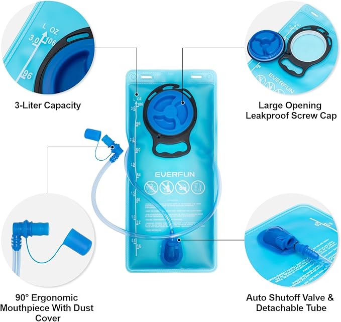Everfun Hydration Backpack 18L with Water Bladder 2L/3L Hiking Water Backpack Women Men Hydration Pack Insulated Lightweight Day Hydropack with Storage for Hiking, Biking, Running, Festival