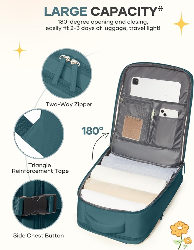 Travel Backpack For Women Men Airline Approved Carry On Backpack Flight Approved Waterproof Sports Luggage Backpack Casual Daypack Small Hiking Backpack