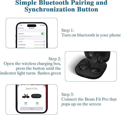 Jinstyles Wireless Charging Case Compatible for Beats Fit Pro, Portable Charger Case Replacement with Bluetooth Pairing Sync Button, 700mAh Built-in Battery (Not Included Earbuds) (Black)