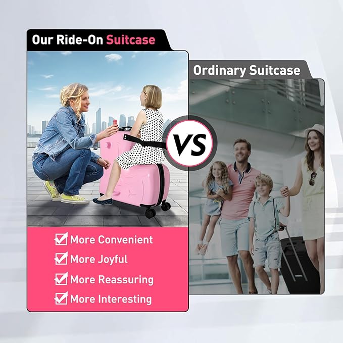 20"Kids Luggage Portable Kids Suitcase Children's Ride On Trolley Rolling Luggage with Wheels Carry Trolley Luggage with Password Lock Waterproof Kids Suitcases for Boys Girls Small Suitcase ABS+PC