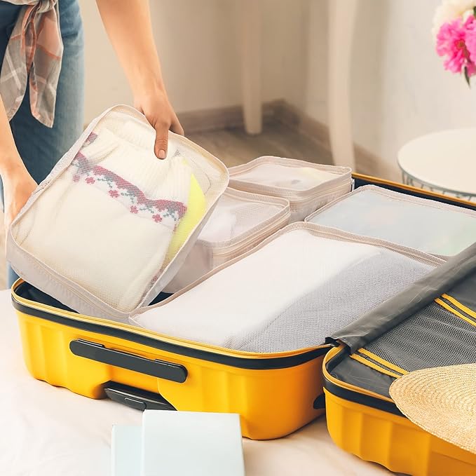 Reginary 6 Set Travel Packing Cubes Luggage Organizer Set Lightweight Suitcase with Shoe Bag for Clothes Toiletries