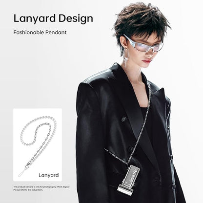 JISULIFE Portable Handheld Fan Life9, Turbo Power High Speed Air [18H Max Cooling Time], 5 Gear Wind, 5000mAh Rechargeable, Mini Pocket Design, Personal Fan for Travel Concerts Camping Makeup - Chrome