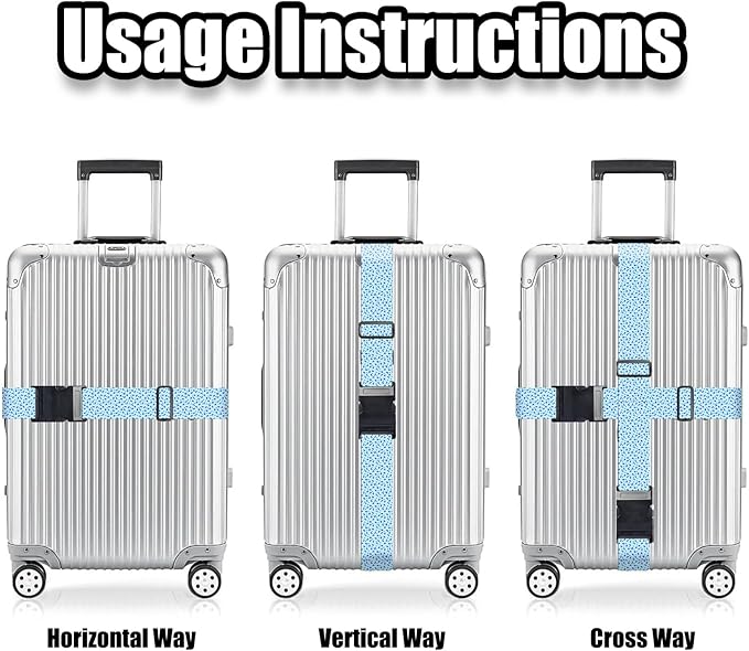 Nuxovilar Luggage Straps of 2 Set Small Blue Purple Mushrooms Pattern, 1.96x90.5 inches - Luggage Straps for Suitcases, Great for Nature Trips, Hiking, Leisure Travel