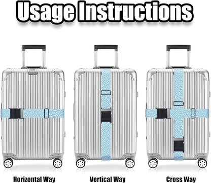 Nuxovilar Luggage Straps of 2 Set Small Blue Purple Mushrooms Pattern, 1.96x90.5 inches - Luggage Straps for Suitcases, Great for Nature Trips, Hiking, Leisure Travel