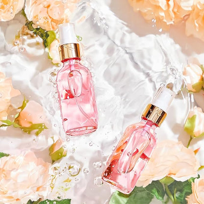 Roshtia 30 Pcs 2 oz/ 60 ml Rose Gold Glass Spray Bottle Refillable Perfume Atomizer Clear Decorative Empty Bottles with Fine Mist Sprayer Pump for Face Body Travel