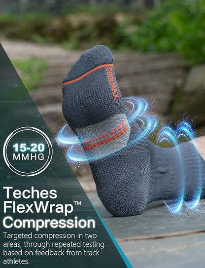 Mens Bamboo Viscose Crew Compression Running Socks Athletic Hiking Cushioned Wicking Anti-Blister Seamless