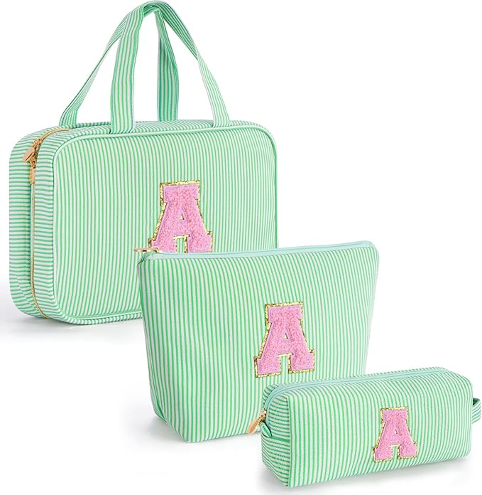 Cute Toiletry Makeup Bag for Girls Women - Cosmetic Bags for Teen Girl | Personalized Gifts for Women Her | Birthday Gifts for 3 4 5 6 7 8 9 10 11 12 13 Year Old Girls - Green A