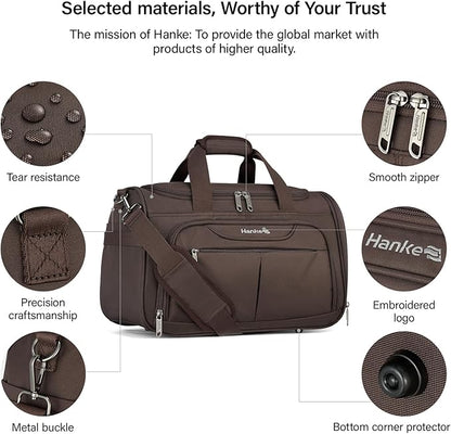 Hanke Underseat Carry On luggage Bags for Travel, Foldable Travel Bags for Women, Soft Lightweight Personal Item Travel Bag Small Carry On Bags for Airplanes, Travel Tote Bags for Women Men.（Coffee）