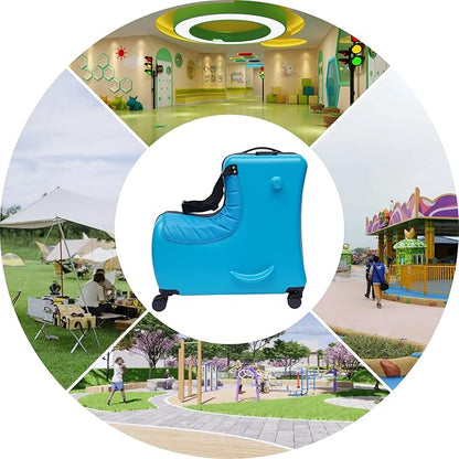 24"Kids Luggage Portable Kids Suitcase Children's Ride On Trolley Rolling Luggage with Wheels Carry Trolley Luggage with Password Lock Funny Kids Suitcases for Boys Girls Small Suitcase ABS+PC