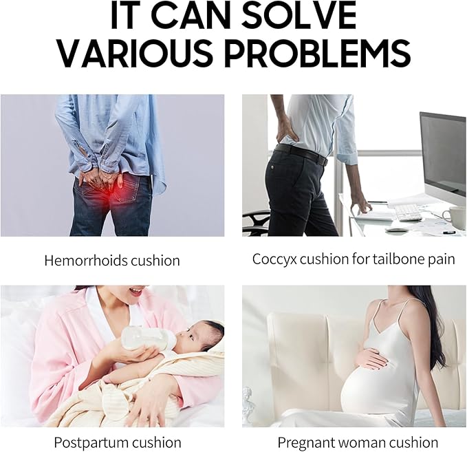 Travel Cushion for Airplane - Inflatable Seat Cushion for Long Flights, Perfect for Office Chairs, Wheelchairs, Car Seats & Outdoor Cushions Black Air-Filled 17.7x15.7 inches (Black)