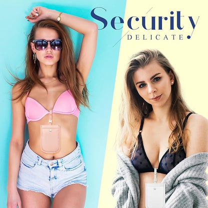 Kajaia 3 Piece Hidden Bra Wallet Women Adjustable Undercover Travel Bra Wallet Secret Pocket Pouch for Credit Card Money Secure(White, Pink, Gray)