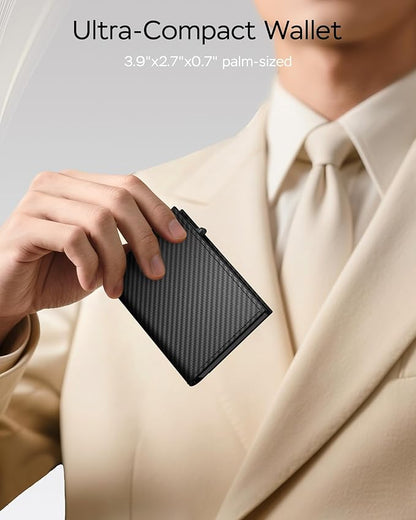 Wallet for Men - Sleek & Functional - Secure RFID Blocking Wallet with Smart Metal Pop Up Credit Card Holder, Minimalist Slim Front Pocket 11+ Cards ID Window Cash Slot, Gift for Him