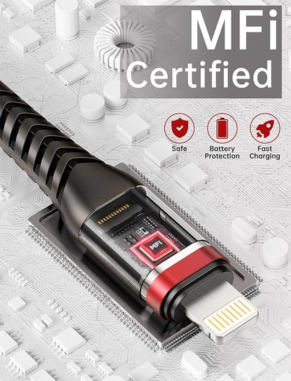 iPhone Charger USB C 6FT 2Pack [Apple MFi Certified] Type C to Lightning Cable Braided Fast Charging Cord Compatible with iPhone 14 13 12 11 8 7 6 SE XR XS X, iPad - Red