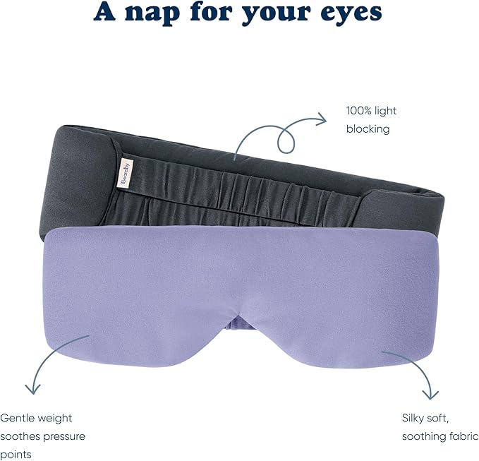 Bearaby Asteroid Grey Sleep Mask 23” x 4” Weighted Eye Mask for Sleeping 0.75 lbs 100% Light Blocking Mask for Travel and Rest Silky Soft Fabric for Deep Gentle Sleep