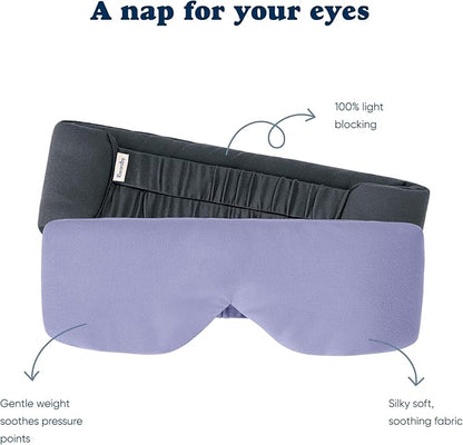 Bearaby Asteroid Grey Sleep Mask 23” x 4” Weighted Eye Mask for Sleeping 0.75 lbs 100% Light Blocking Mask for Travel and Rest Silky Soft Fabric for Deep Gentle Sleep