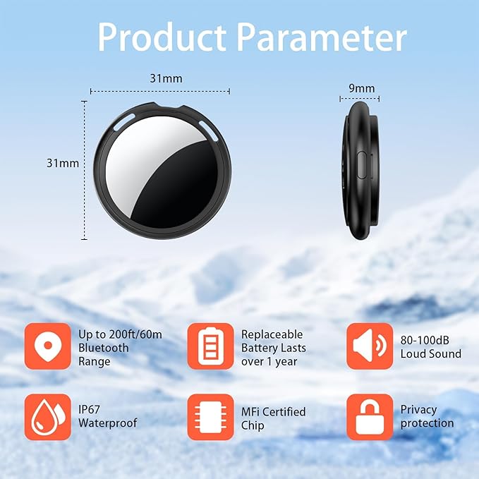 Tracker Tags 4 Pack [Apple MFi Certified] Pair with Apple Find My(iOS Only) Air Smart Bluetoot Tracking Tags Key Item Finder Locator Waterproof Worldwide Tracker for Pets Wallet Backpack Dogs Luggage