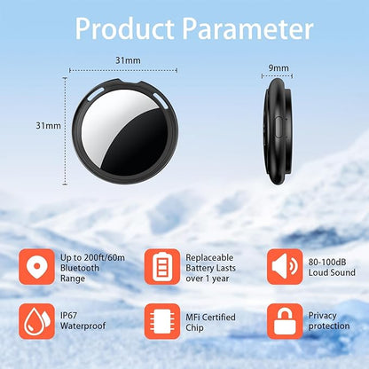 Tracker Tags 4 Pack [Apple MFi Certified] Pair with Apple Find My(iOS Only) Air Smart Bluetoot Tracking Tags Key Item Finder Locator Waterproof Worldwide Tracker for Pets Wallet Backpack Dogs Luggage