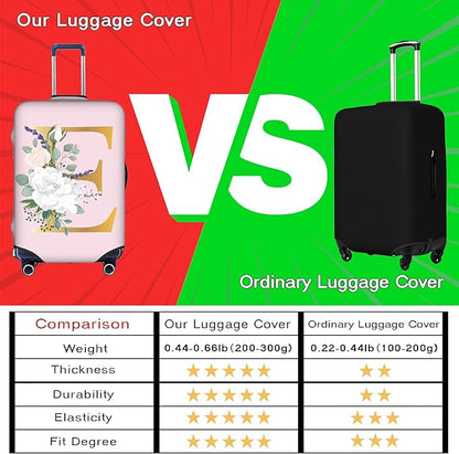 Flower Lette M Pink Luggage Cover Elastic Washable Stretch Suitcase Protector Anti-Scratch Travel Suitcase Cover for Kid and Adult M (22-24 inch suitcase)